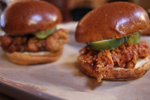 Sandwiches add a housemade pickle for a little sweet and sour action.